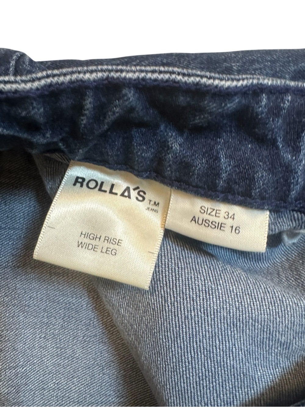 ROLLA’S High Rise Wide Leg Jeans Dark Wash Patch Pocket Size 34 Aus 16 US 12 - Picture 7 of 12